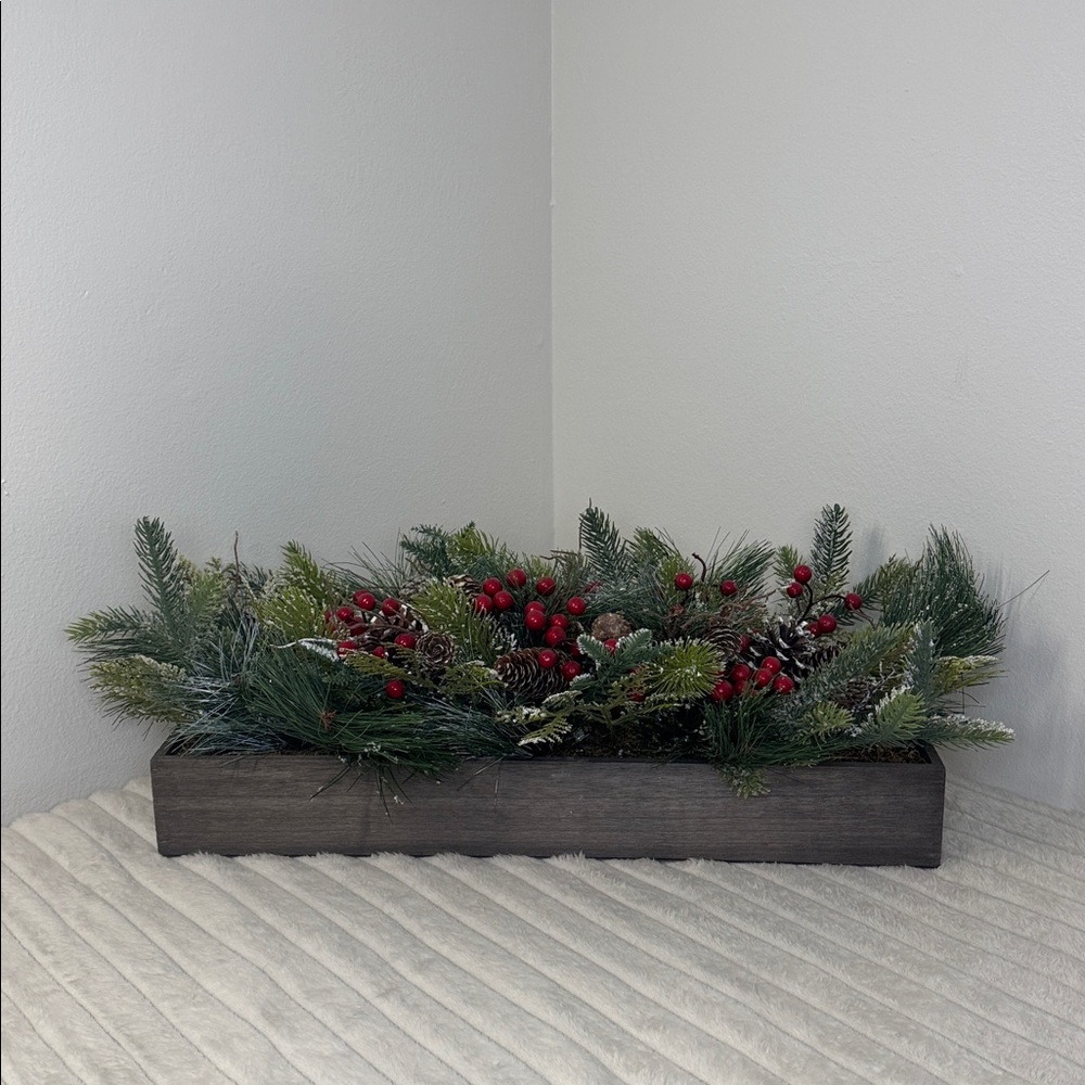 Festive Christmas Arrangement - Faux greenery and berries - will last for years!